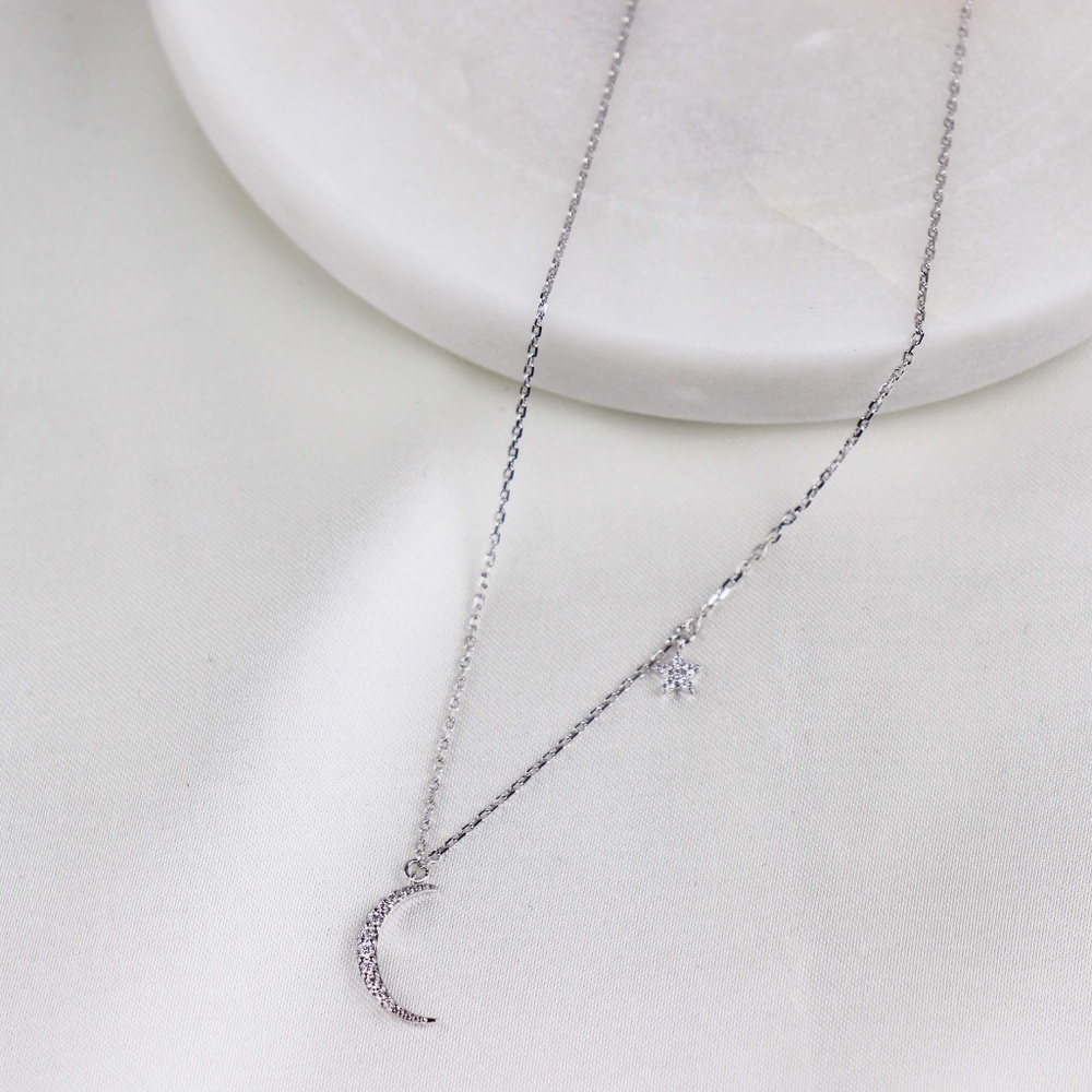 CZ Crescent Moon Necklace
